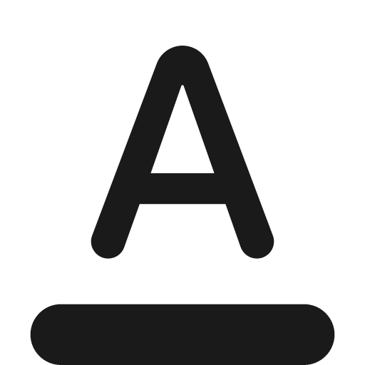 Round format color text icon, solid style, from Google Material Icons
