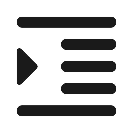 Round format indent increase icon, solid style, from Google Material Icons