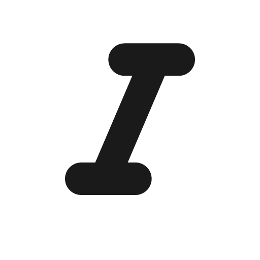 Round format italic icon, solid style, from Google Material Icons
