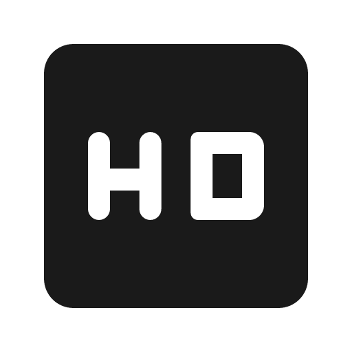 Round hd icon, solid style, from Google Material Icons