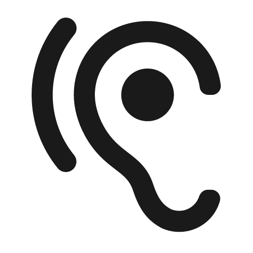 Round hearing icon, solid style, from Google Material Icons