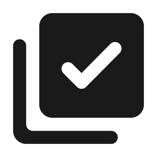 Round library add check icon, solid style, from Google Material Icons