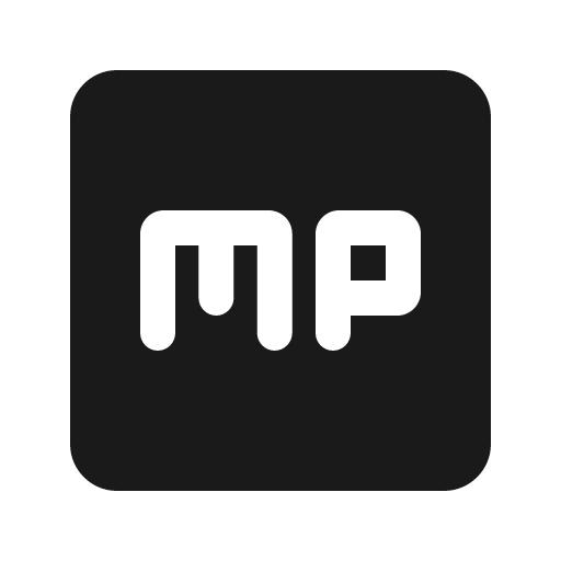 Round mp icon, solid style, from Google Material Icons