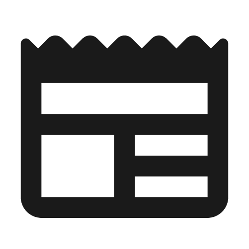 Round newspaper icon, solid style, from Google Material Icons