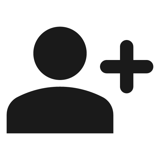 Round person add alt icon, solid style, from Google Material Icons
