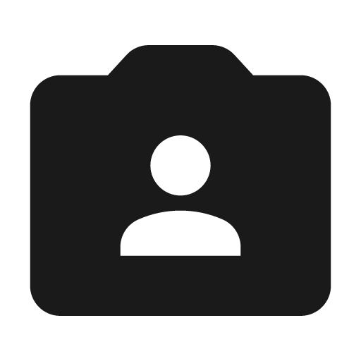 Round photo camera front icon, solid style, from Google Material Icons