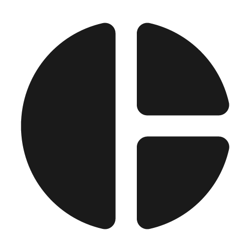 Round pie chart icon, solid style, from Google Material Icons