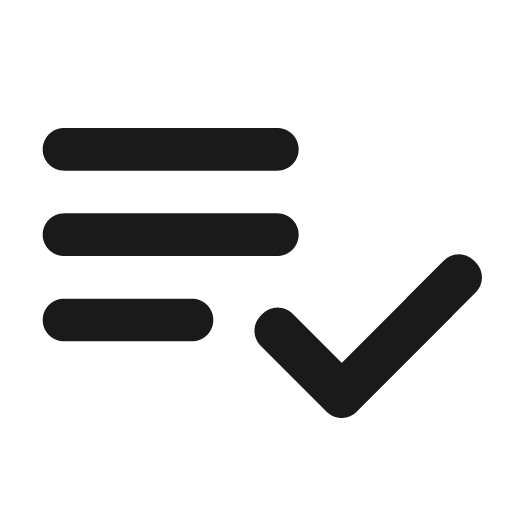 Round playlist add check icon, solid style, from Google Material Icons