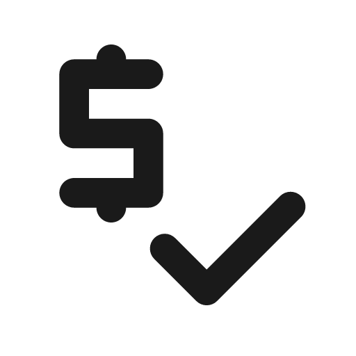 Round price check icon, solid style, from Google Material Icons