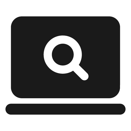 Round screen search desktop icon, solid style, from Google Material Icons