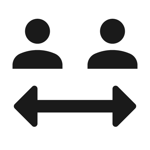 Round social distance icon, solid style, from Google Material Icons