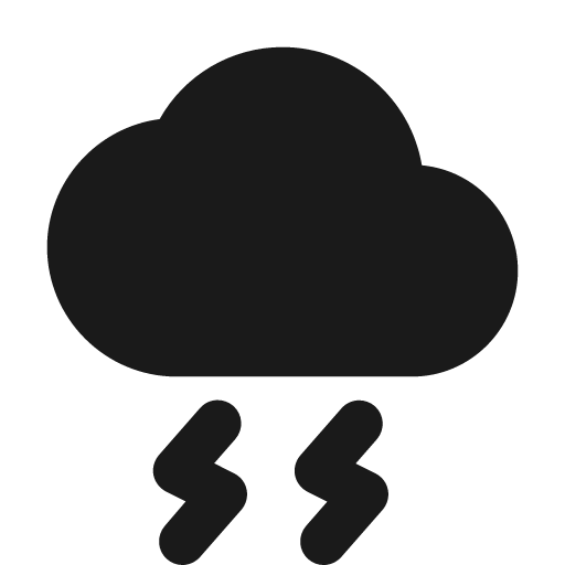 Round thunderstorm icon, solid style, from Google Material Icons