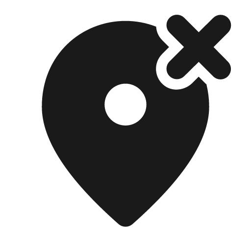 Round wrong location icon, solid style, from Google Material Icons