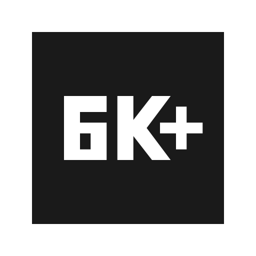 Sharp 6k plus icon, solid style, from Google Material Icons