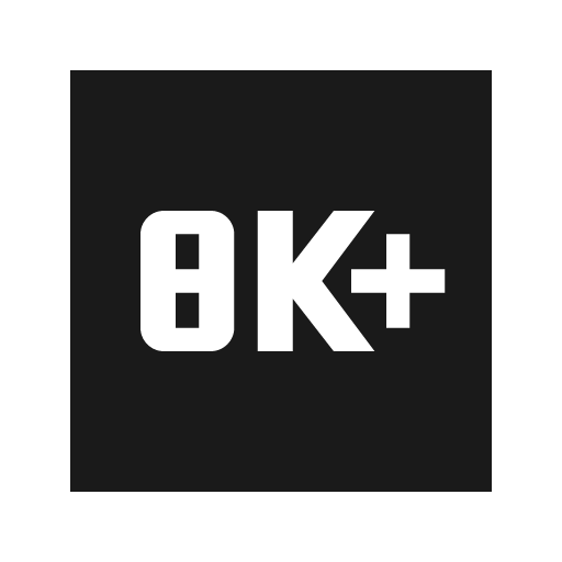 Sharp 8k plus icon, solid style, from Google Material Icons