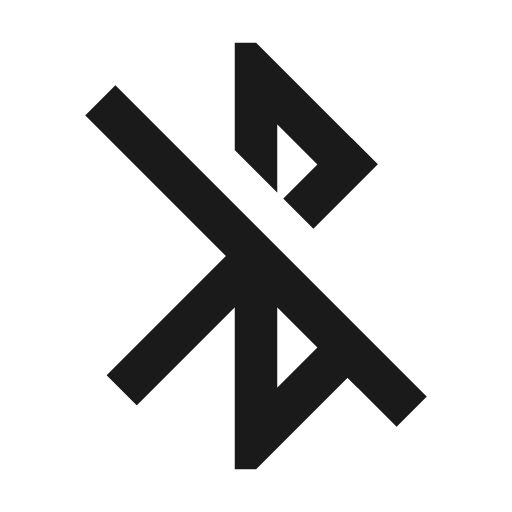 Sharp bluetooth disabled icon, solid style, from Google Material Icons