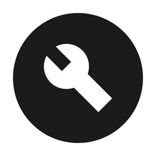 Sharp build circle icon, solid style, from Google Material Icons