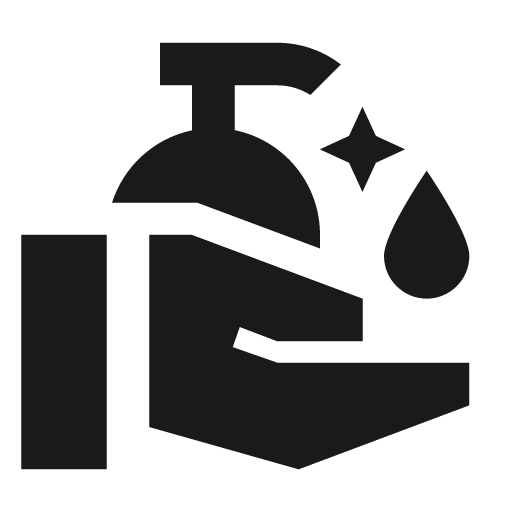Sharp clean hands icon, solid style, from Google Material Icons