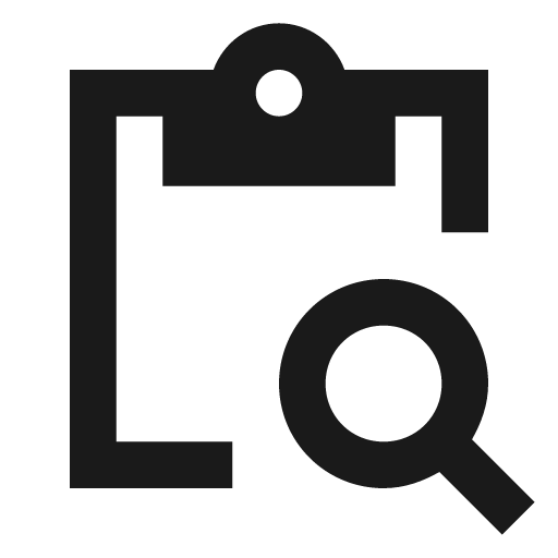 Sharp content paste search icon, solid style, from Google Material Icons