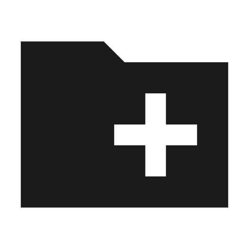 Sharp create new folder icon, solid style, from Google Material Icons