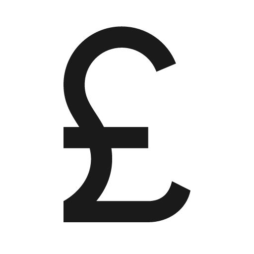 Sharp currency pound icon, solid style, from Google Material Icons