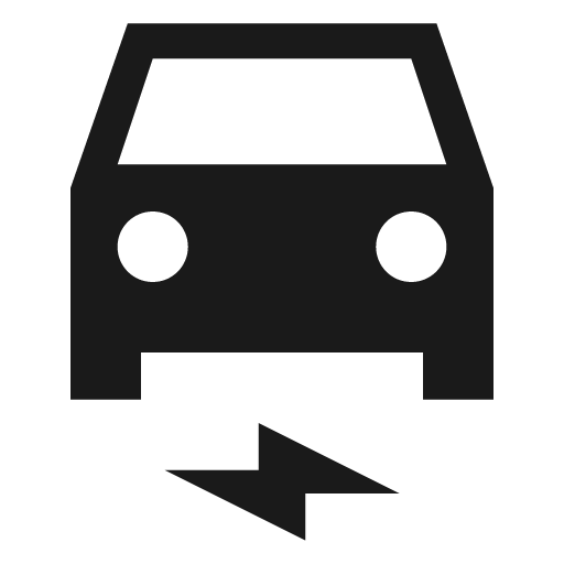 Sharp electric car icon, solid style, from Google Material Icons