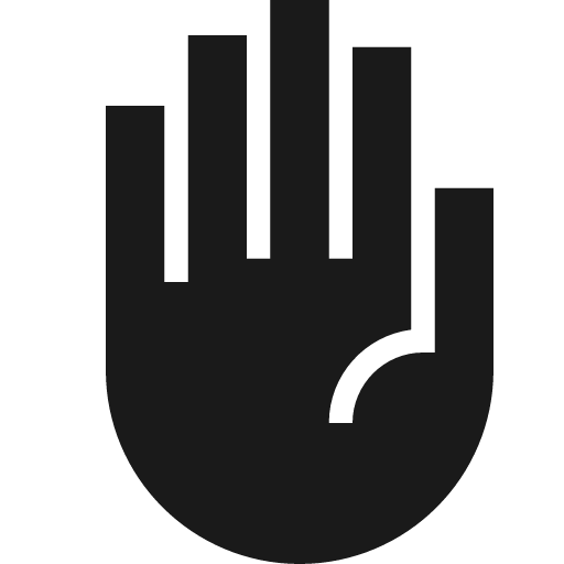 Sharp front hand icon, solid style, from Google Material Icons