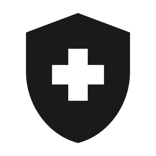 Sharp health and safety icon, solid style, from Google Material Icons