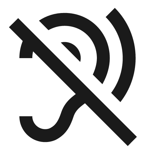 Sharp hearing disabled icon, solid style, from Google Material Icons