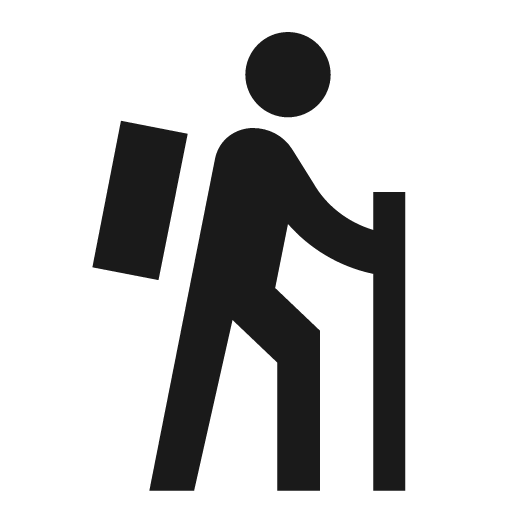 Sharp hiking icon, solid style, from Google Material Icons
