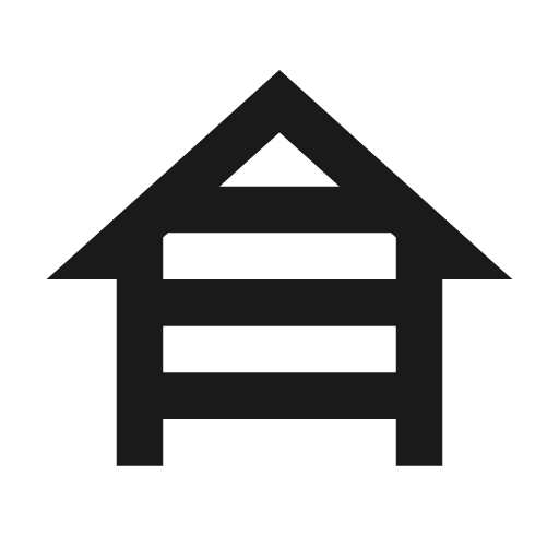 Sharp house siding icon, solid style, from Google Material Icons