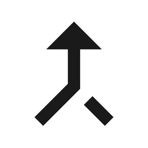 Sharp merge type icon, solid style, from Google Material Icons