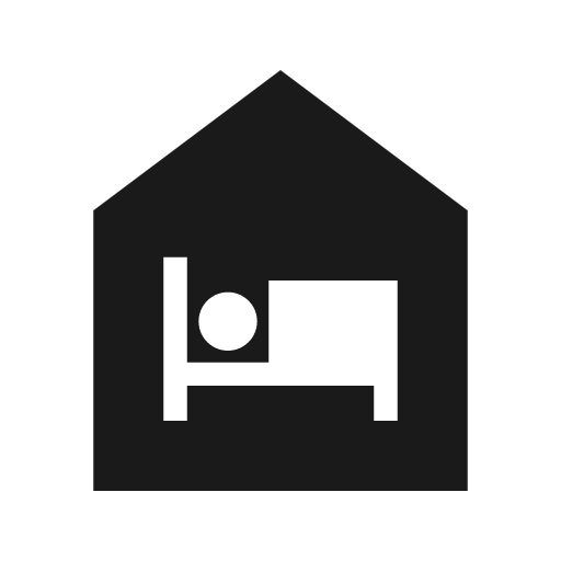 Sharp night shelter icon, solid style, from Google Material Icons