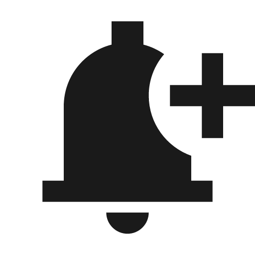 Sharp notification add icon, solid style, from Google Material Icons