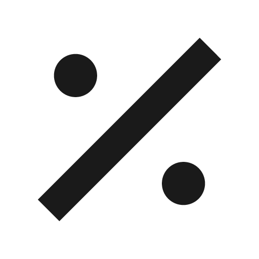 Sharp percentage icon, solid style, from Google Material Icons