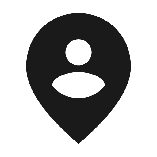 Sharp person pin circle icon, solid style, from Google Material Icons