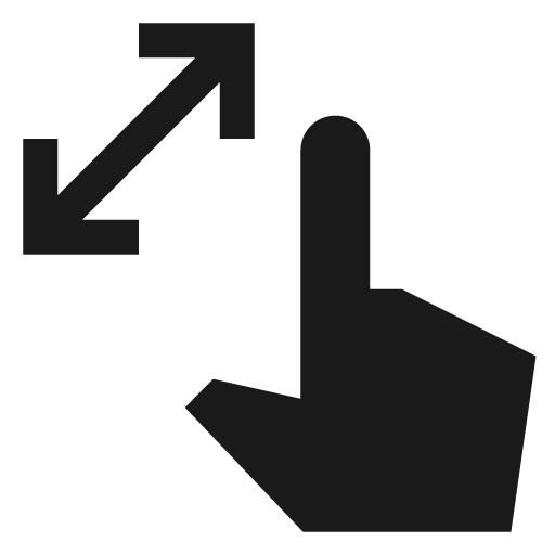 Sharp pinch icon, solid style, from Google Material Icons