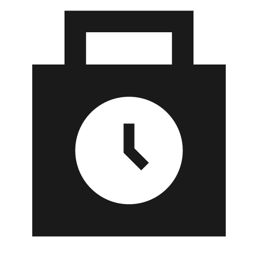 Sharp punch clock icon, solid style, from Google Material Icons