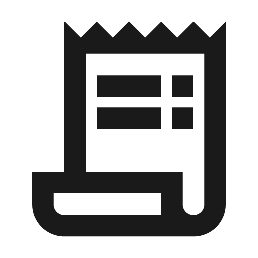 Sharp receipt long icon, solid style, from Google Material Icons