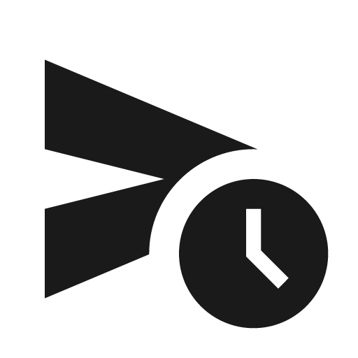 Sharp schedule send icon, solid style, from Google Material Icons