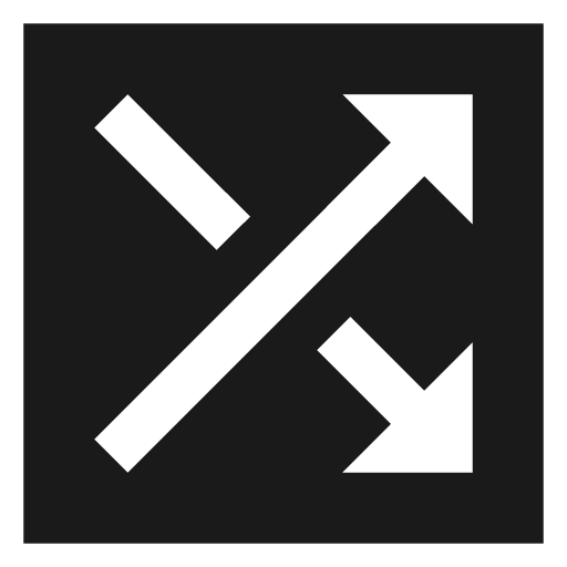 Sharp shuffle on icon, solid style, from Google Material Icons