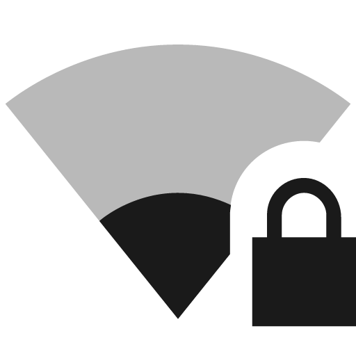 Sharp signal wifi 1 bar lock icon, solid style, from Google Material Icons