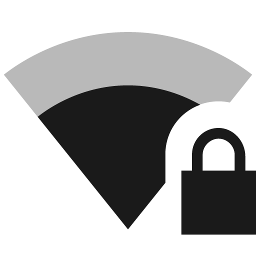 Sharp signal wifi 3 bar lock icon, solid style, from Google Material Icons
