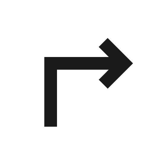 Sharp turn right icon, solid style, from Google Material Icons