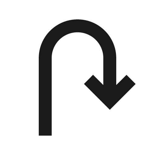Sharp u turn right icon, solid style, from Google Material Icons