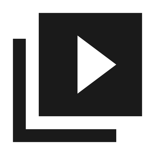 Sharp video library icon, solid style, from Google Material Icons