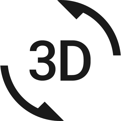 Twotone 3d rotation icon, solid style, from Google Material Icons