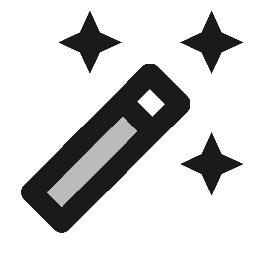 Twotone auto fix high icon, solid style, from Google Material Icons