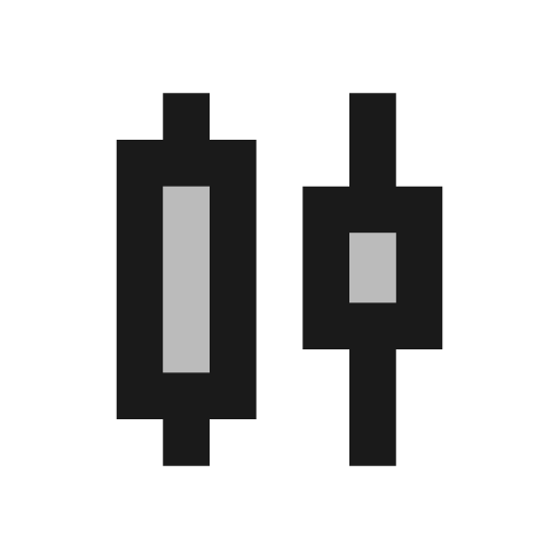 Twotone candlestick chart icon, solid style, from Google Material Icons