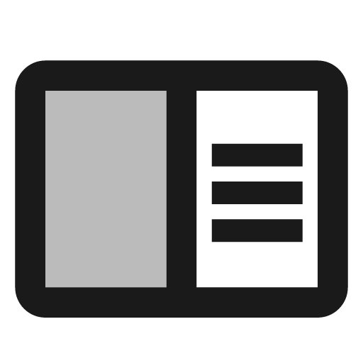 Twotone chrome reader mode icon, solid style, from Google Material Icons